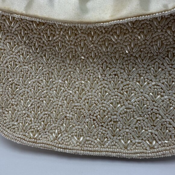 Vintage Inge Christopher White Beaded Evening Purse Long Strap - Picture 2 of 10